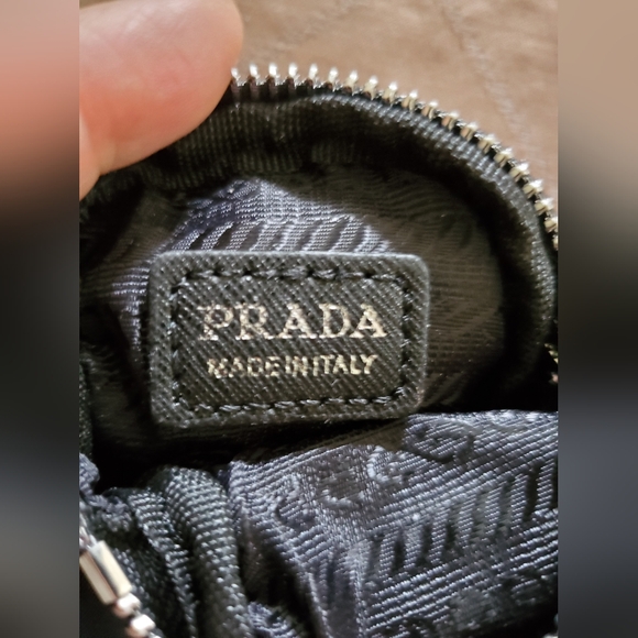 New PRADA Black Tessuto Nylon Mini Pouch Wallet Bag with Clip - Picture 6 of 9